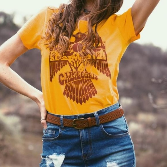 Mustard Yellow California Joshua Tree Eagle Graphic Tee - Picture 4 of 4
